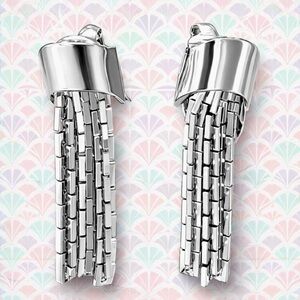 2/$30 🔥 Vintage silver-Tone Fringe Tassel Drop Clip-On Earrings